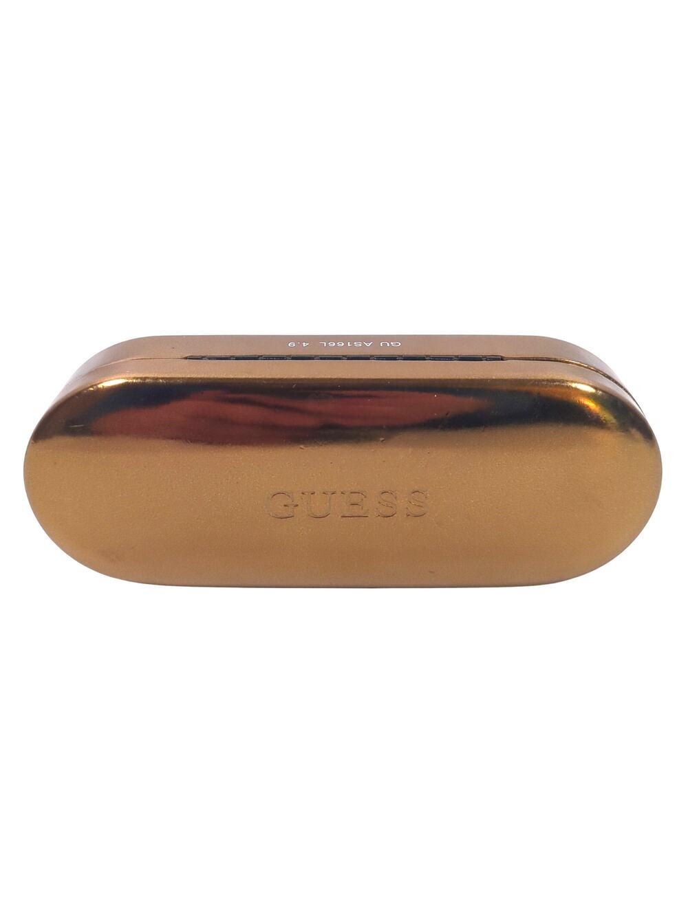 GUESS Gold Hard Eyeglass 6" Clamshell Case Glasses Holder Logo Brown Felt Lining